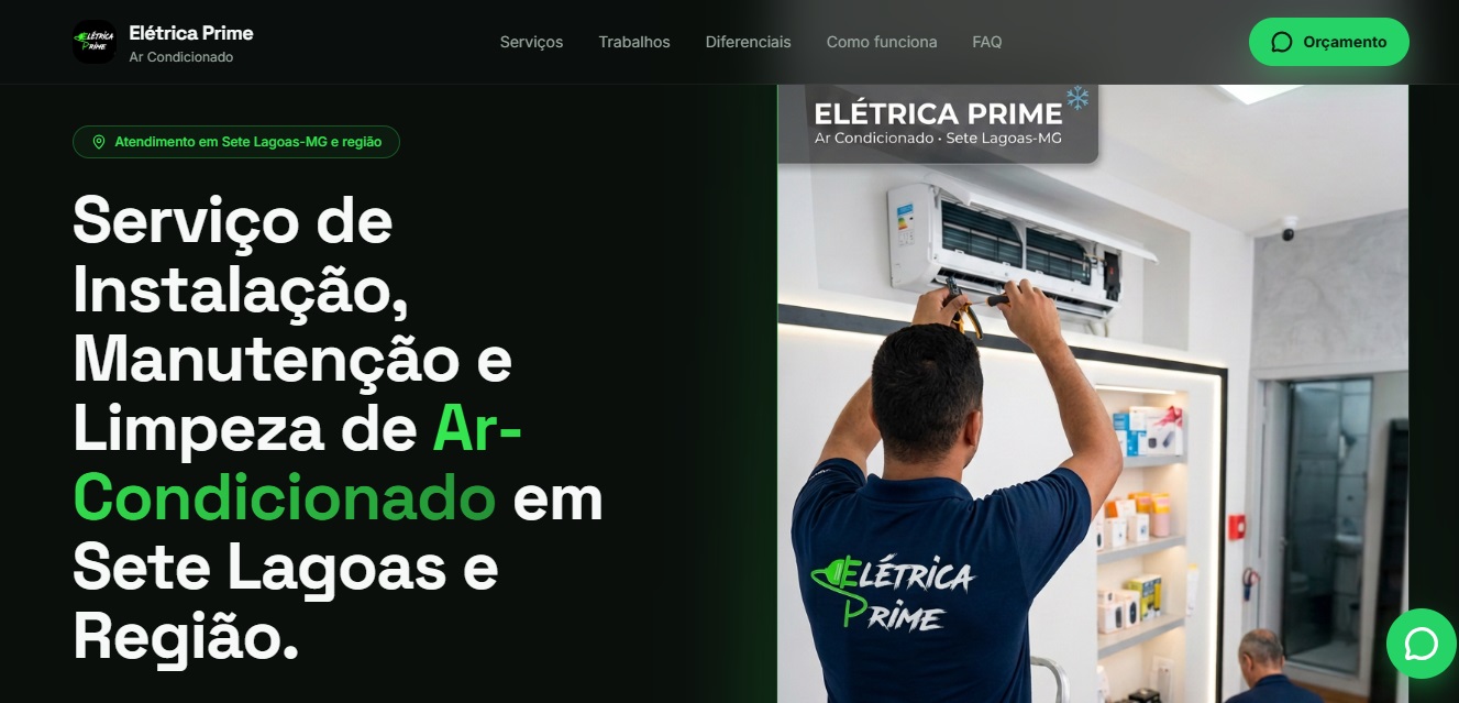 Landing page criada para Elétrica Prime